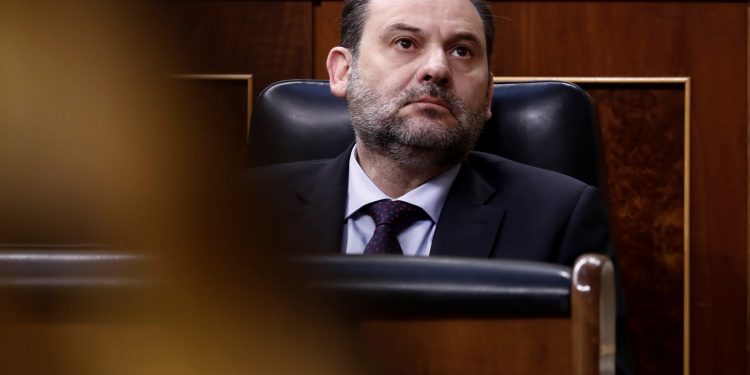 Minister Jose Luis Abalos during the plenary session focused on the declaration of the 'state of alarm' issued in the country to deal with coronavirus outbreak at Spanish Parliament in Madrid, Spain, 18 March 2020.