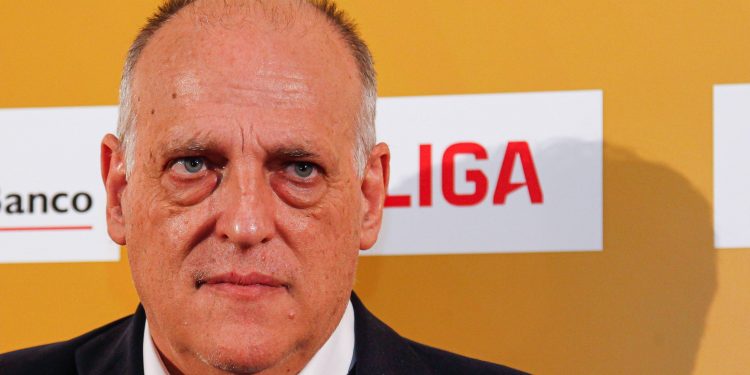 Javier Tebas pose for photo during the Gala Premios APDM 2023 celebrated at Beatriz Auditorium on January 29, 2024 in Madrid, Spain.