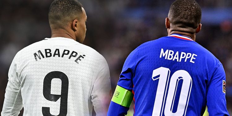 PARIS, FRANCE - MARCH 23: Kylian Mbappe of France looks on during the UEFA Nations League Quarterfinal Leg Two match between Croatia and France at Stade de France on March 23, 2025 in Paris, France. (Photo by Aurelien Meunier/Getty Images)