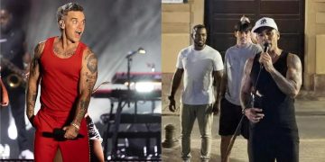 Robbie Williams sorprende en Sevilla: canta su éxito ‘Angels’ junto a un músico callejero en plena calle Santa María la Blanca