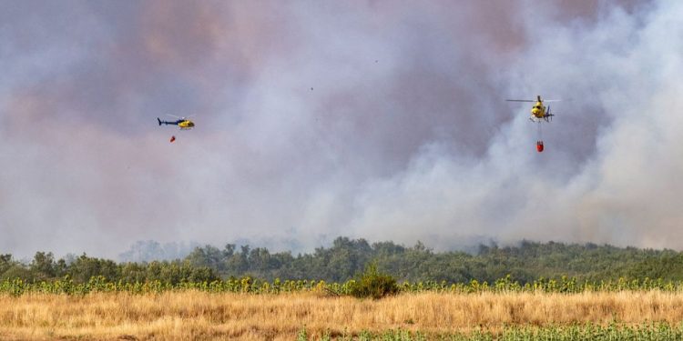 Evacuado El Encinar del Alberche y confinado el municipio de Villa del Prado por un incendio forestal en Almorox