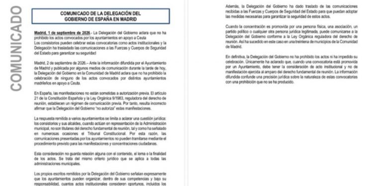 La Delegación del Gobierno acusa al PP de difundir «bulos» tras negar la prohibición de actos por Ceuta