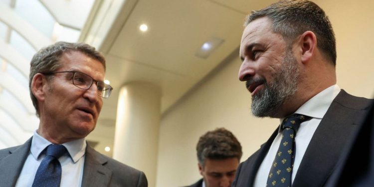 Feijóo y Abascal unen fuerzas frente al Gobierno en una protesta por la crisis de Ceuta