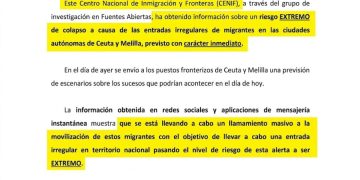 Dos informes de Inteligencia desmienten al Gobierno y prueban que se alertó de una «entrada masiva» y un «colapso inmediato» en Ceuta