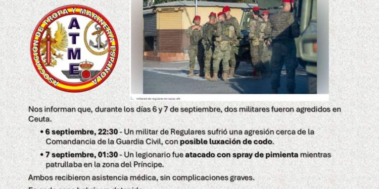 La Asociación de Tropa y Marinería denuncia una ola de agresiones a militares en Ceuta