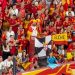 La afición muestra su apoyo a Ceuta en el estadio Ramón Sánchez-Pizjuán durante el partido entre España y Croacia