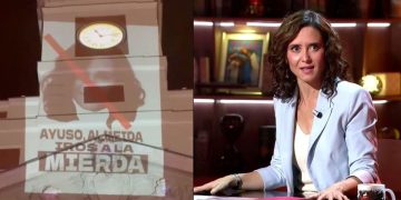 Ayuso responde a las amenazas con su foto tachada en Sol y señala a la «ultraizquierda»: «Sánchez ha decidido llevar a España a la revolución»