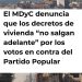 MDyC cuestiona al PP por falta de construcción de viviendas