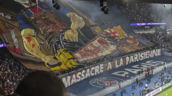 El FC Barcelona presenta una queja formal ante la UEFA por el amenazante tifo de los ultras del PSG